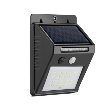 Lampa de perete solara cu senzor de miscare OEM, LED, 20 LED-uri, Negru Lampa de perete solara cu senzor de miscare OEM, LED, 20 LED-uri, Negru