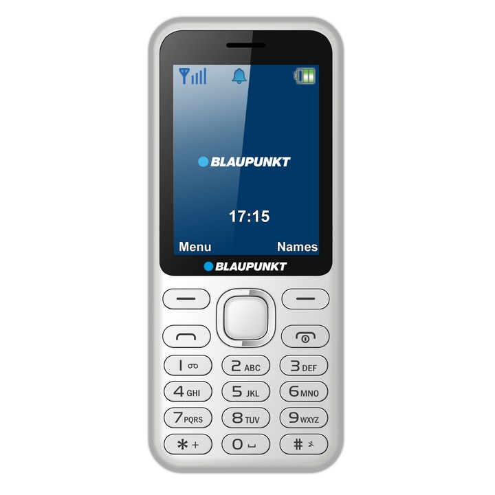 Blaupunkt FM02 Mobiltelefon, Kártyafüggetlen, Dual SIM, Fehér