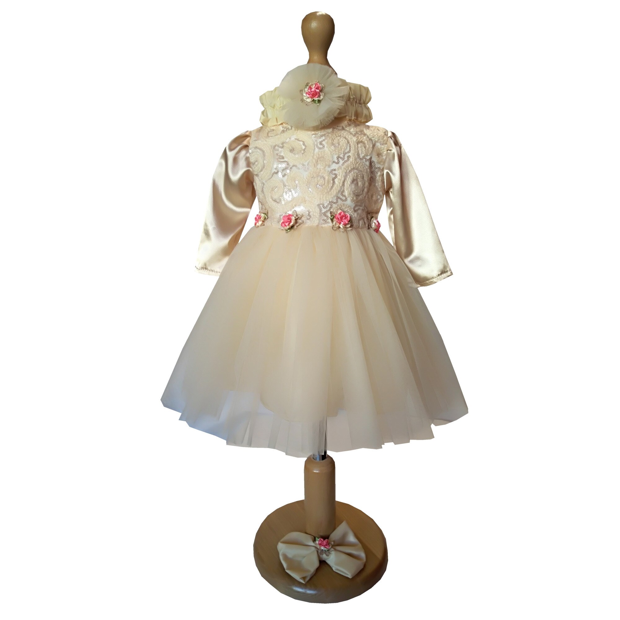 Rochie botez Crem Delia / 0-3 luni