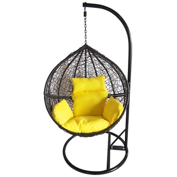 Balansoar Kring Tear, metal si ratan, 112x66x93 cm, negru/galben Balansoar Kring Tear, metal si ratan, 112x66x93 cm, negru/galben