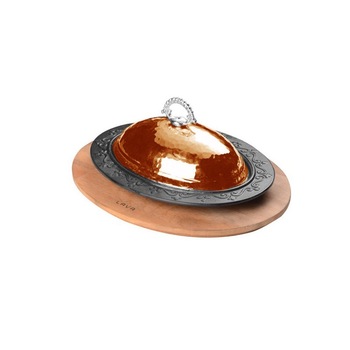Platou servire oval 28 x 20 cm, cu suport lemn - LAVA Platou servire oval 28 x 20 cm, cu suport lemn - LAVA