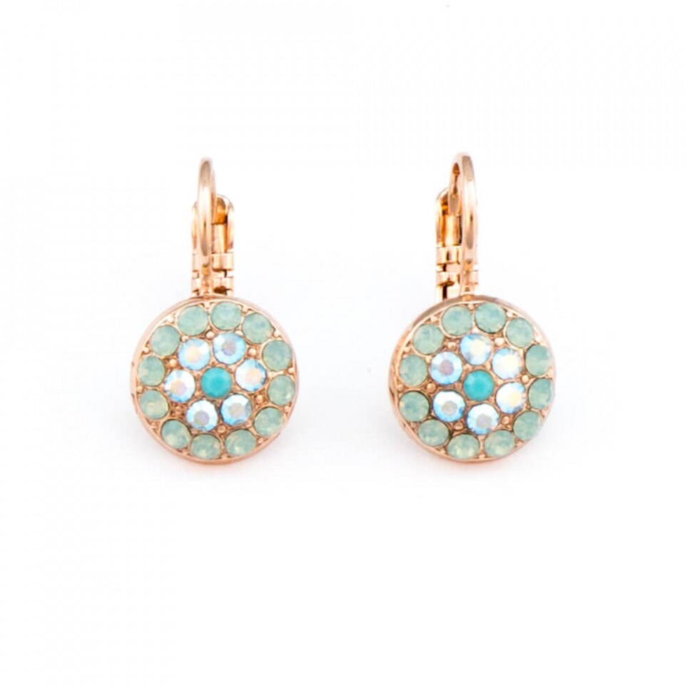 Cercei placati cu Aur roz de 24K, Cristale Swarovski, Cindy by Roxannes - Mariana Jewellery, Turquoise 1416-2677RG6