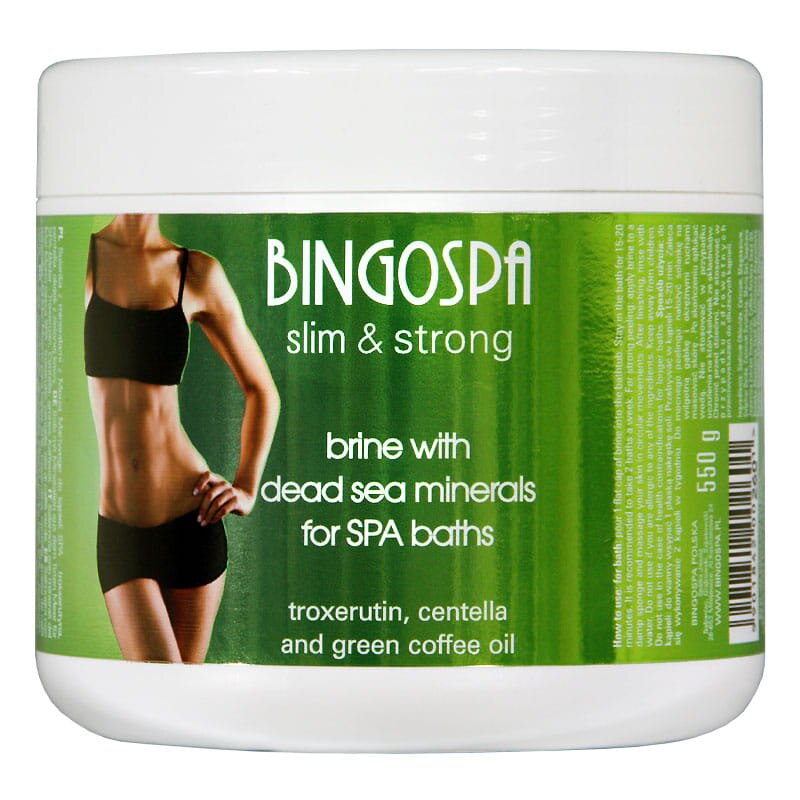 Sare de baie BingoSpa cu minerale din Marea Moarta, troxerutina, centella si ulei din cafea verde, 550g