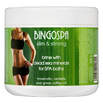 Sare de baie BingoSpa cu minerale din Marea Moarta, troxerutina, centella si ulei din cafea verde, 550g Sare de baie BingoSpa cu minerale din Marea Moarta, troxerutina, centella si ulei din cafea verde, 550g