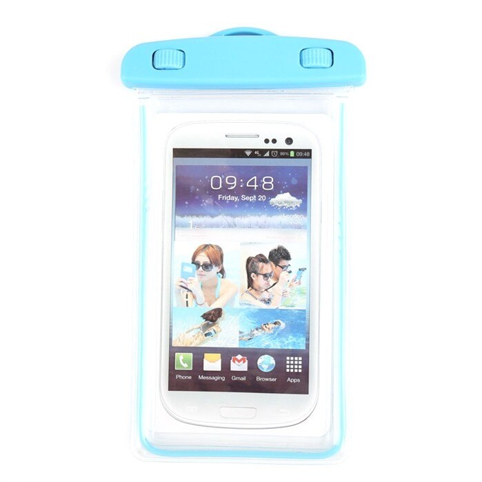 Husa subacvatica waterproof glow in the dark, lumineaza in intuneric, Albastru