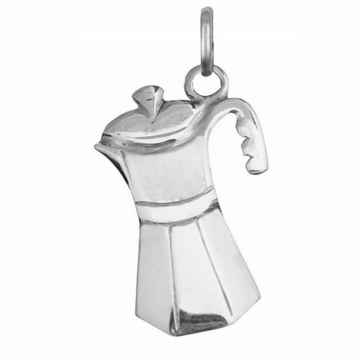 Kotyogós kávéfőző, mokka főző medál, ezüst ékszer ( közepes méret )