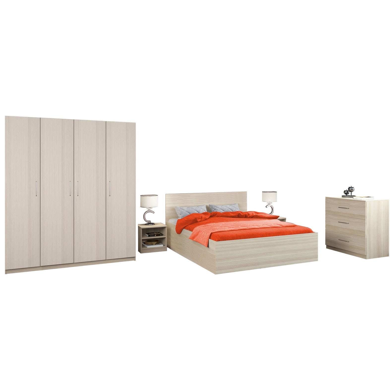 Dormitor Salonic Stejar Ferrara, pat 160x200 cm