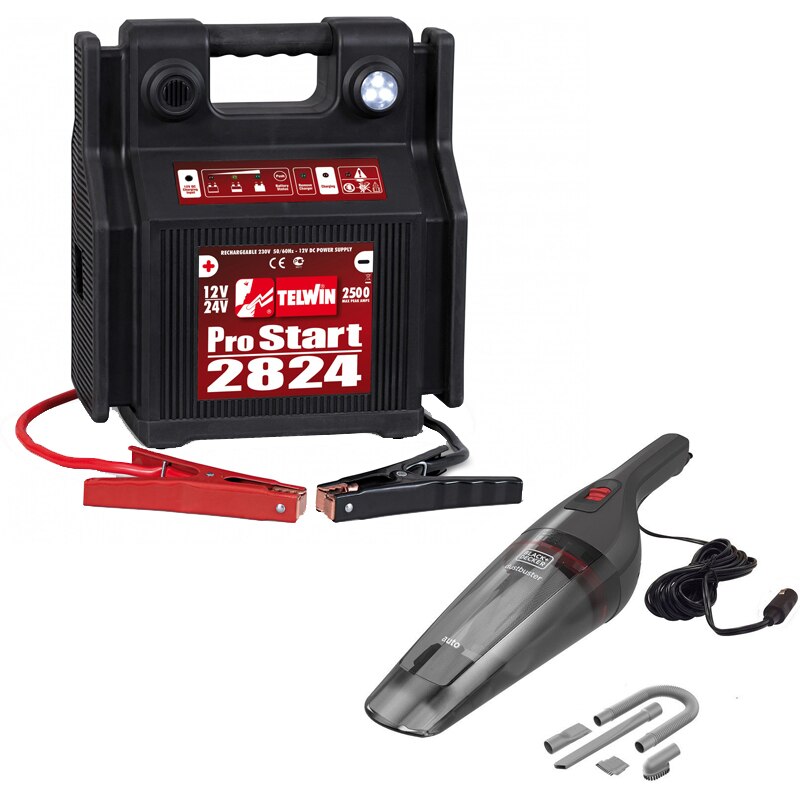 Set Starter auto, Telwin, PRO START Prostart 2824, 12-24 V + Aspirator auto Black & Decker, NVB12AVA-XJ