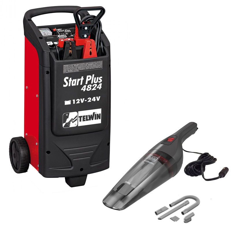 Set Starter auto, Telwin, START PLUS 4824, 12-24 V + Aspirator auto Black & Decker, NVB12AVA-XJ