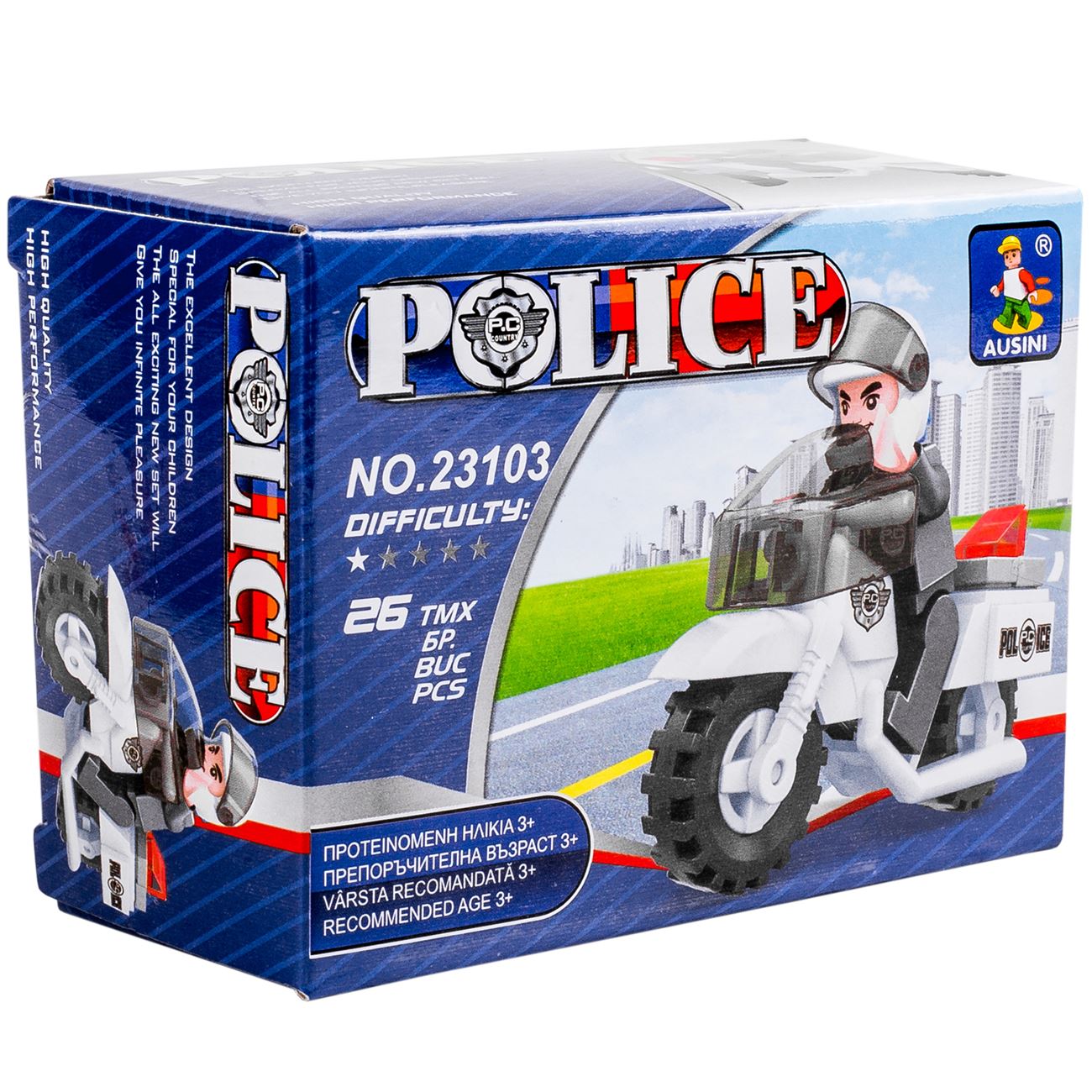 Set de constructie Zola® pentru copii Zola- Motocicleta de politie- 26 buc