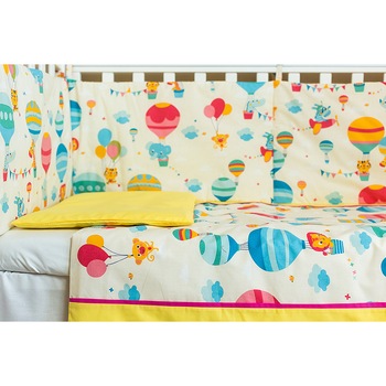 Lenjerie patut bebe cu galben 5 piese  Lenjerie patut bebe cu galben 5 piese