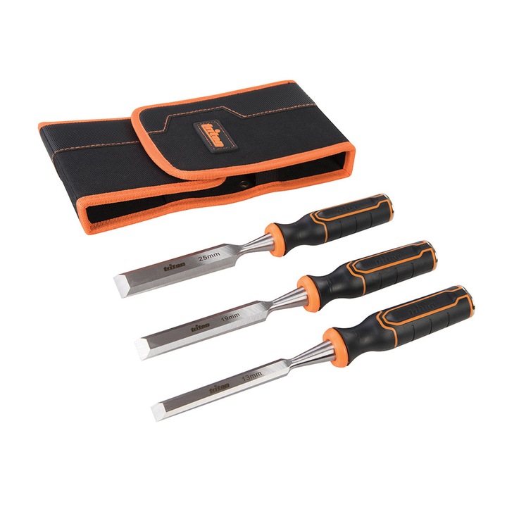 Set 3 piese dalti profesionale pentru sculptura lemn , 13 , 19, 25 mm , Triton