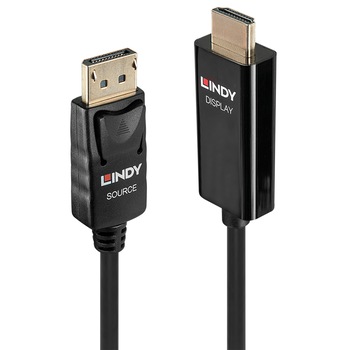 Cablu DisplayPort 1.2 la HDMI v2.0 4K T-T activ 2m, Lindy L40916 Cablu DisplayPort 1.2 la HDMI v2.0 4K T-T activ 2m, Lindy L40916