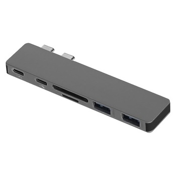 Hub Apple MacBook Pro 13 si 15 inch 6 in 1 Card Reader si Thunderbolt 3 cu 2 x USB 3.0, space gray Hub Apple MacBook Pro 13 si 15 inch 6 in 1 Card Reader si Thunderbolt 3 cu 2 x USB 3.0, space gray
