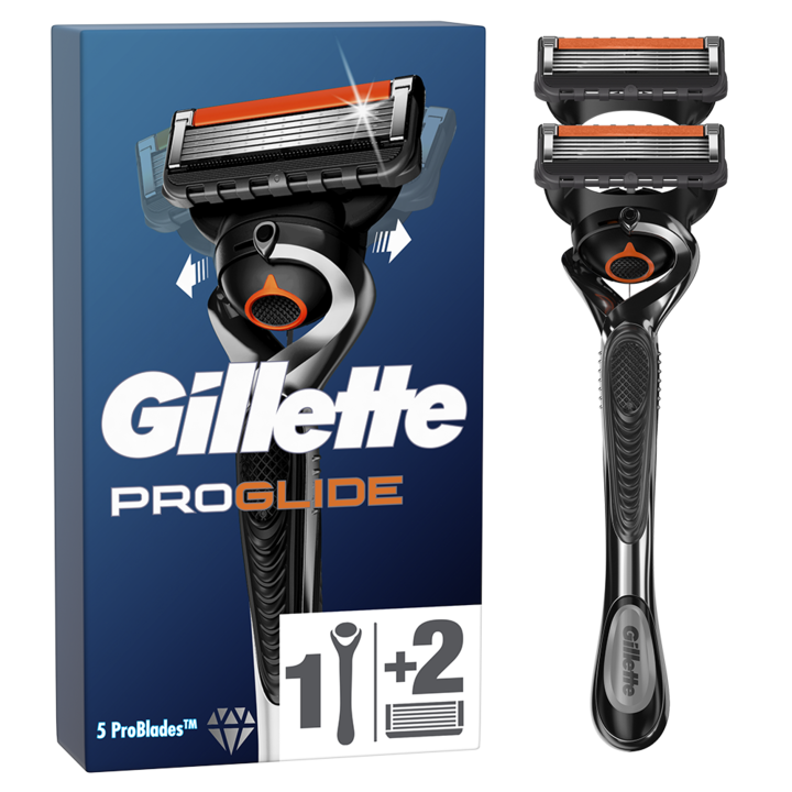 Aparat de ras pentru barbati Gillette ProGlide, 1 Aparat de ras Gillette cu 5 lame, Rezerve aparat de ras, cu maner FlexBall si Trimmer de precizie pentru o apropiere incredibila si confort