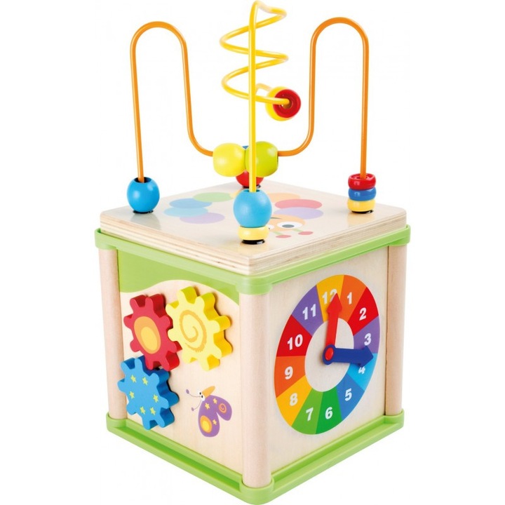Cub dezvoltare motricitate cu 5 activitati educative, din lemn, cu Insecte