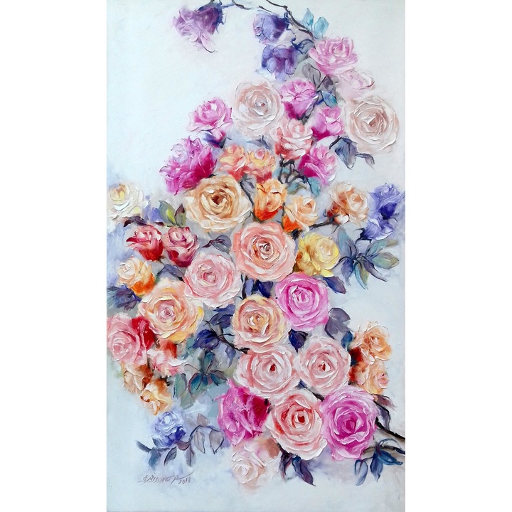 Tablou trandafiri multicolor in cutit, Art Bissinger