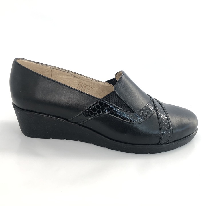 Pantofi Dama Ortopedici Negri 112N, Piele Naturala