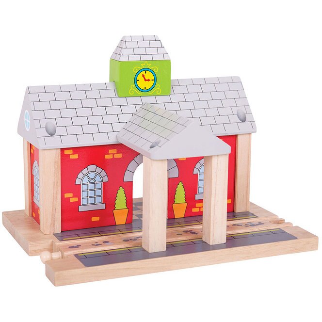Accesorii tren Bigjigs - Gara din Lemn