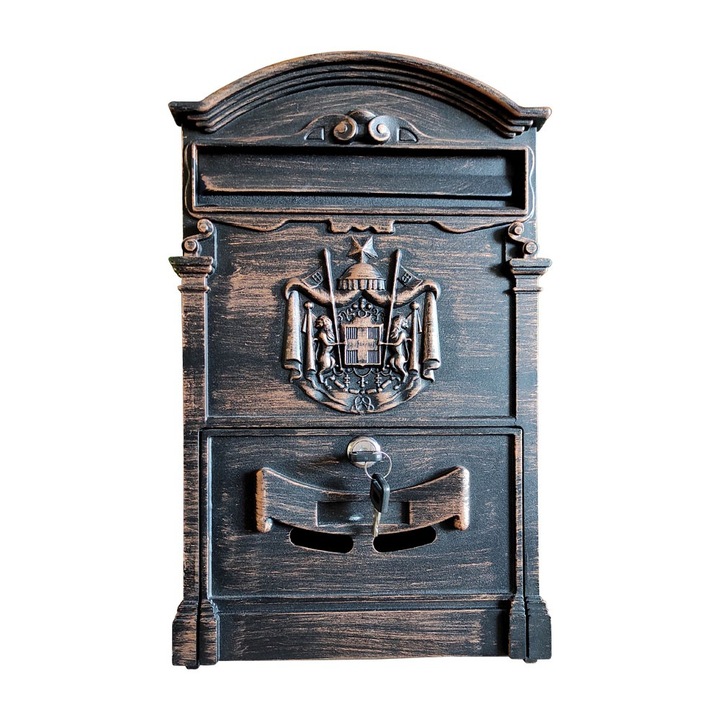 Cutie postala exterior antichizata cupru, 255x90x400mm, aluminiu, Ferrobrand