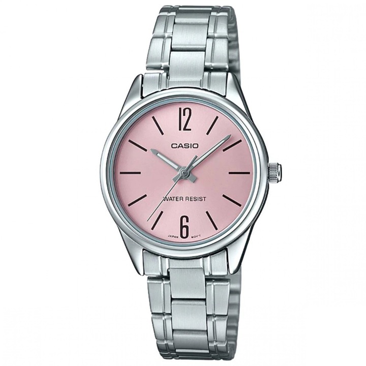Дамски часовник, Casio, Collection LTP-V0 LTP-V005G-1B, Розов, Сребрист