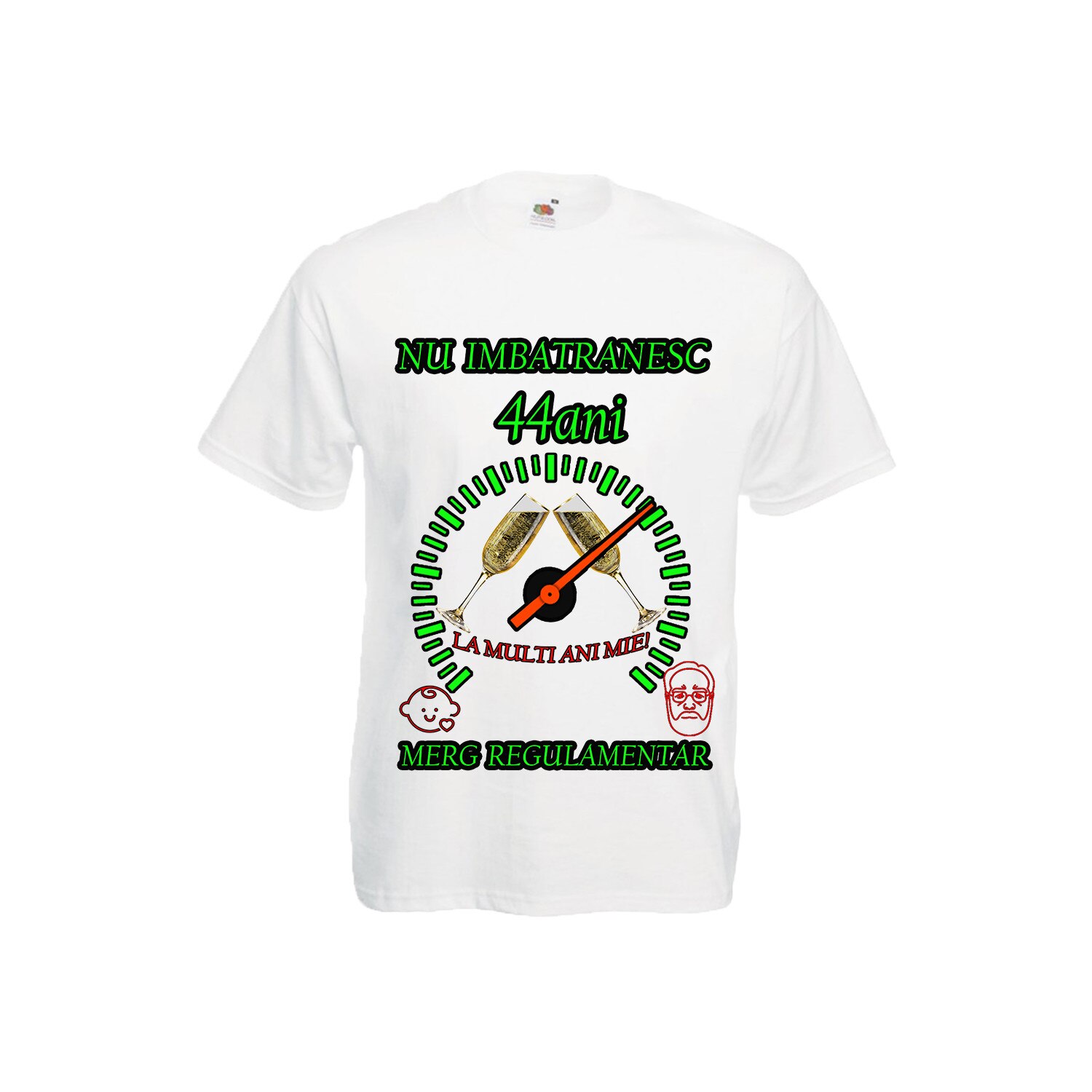Tricou personalizat Fruit of the loom barbat nu imbatranesc 44 ani alb XXL