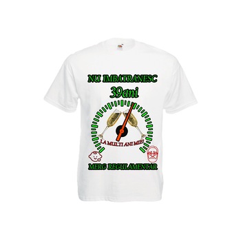 Tricou personalizat Fruit of the loom barbat nu imbatranesc 39 ani alb M Tricou personalizat Fruit of the loom barbat nu imbatranesc 39 ani alb M