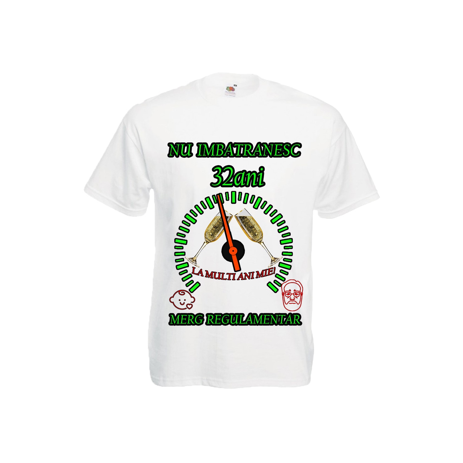 Tricou personalizat Fruit of the loom barbat nu imbatranesc 32 ani alb M
