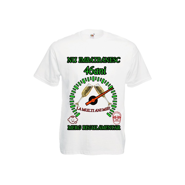 Tricou personalizat Fruit of the loom barbat nu imbatranesc 46 ani alb XL