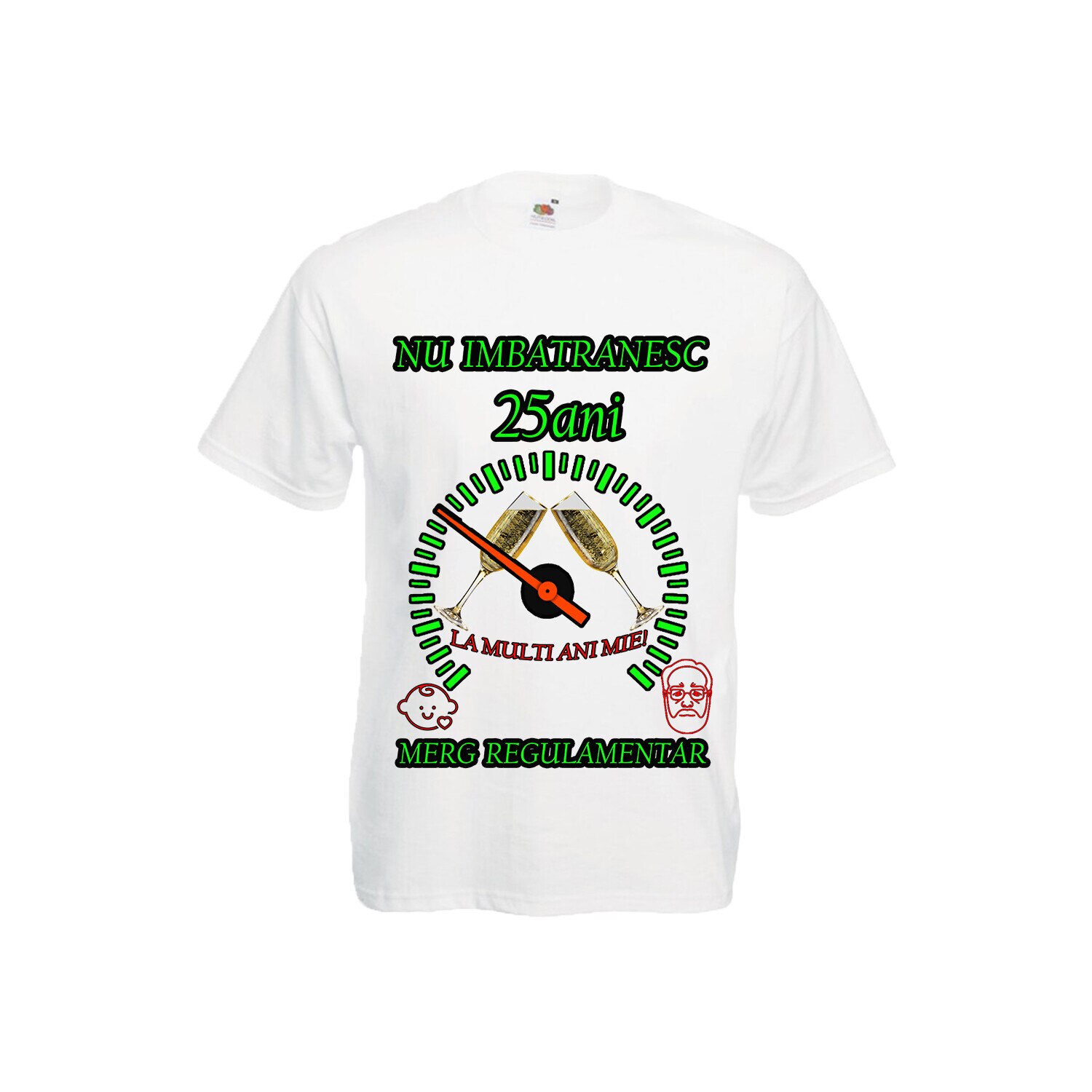 Tricou personalizat Fruit of the loom barbat nu imbatranesc 25 ani alb XXL