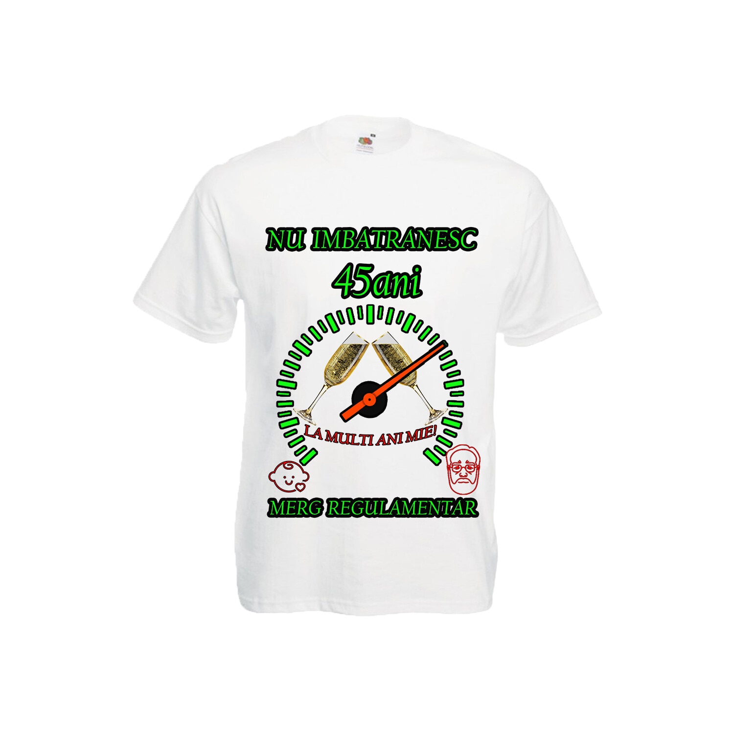 Tricou personalizat Fruit of the loom barbat nu imbatranesc 45 ani alb XXL