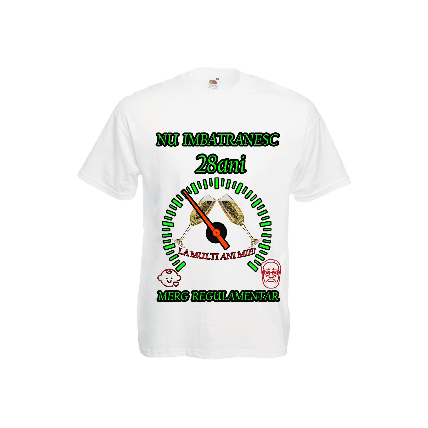 Tricou personalizat Fruit of the loom barbat nu imbatranesc 28 ani alb XL