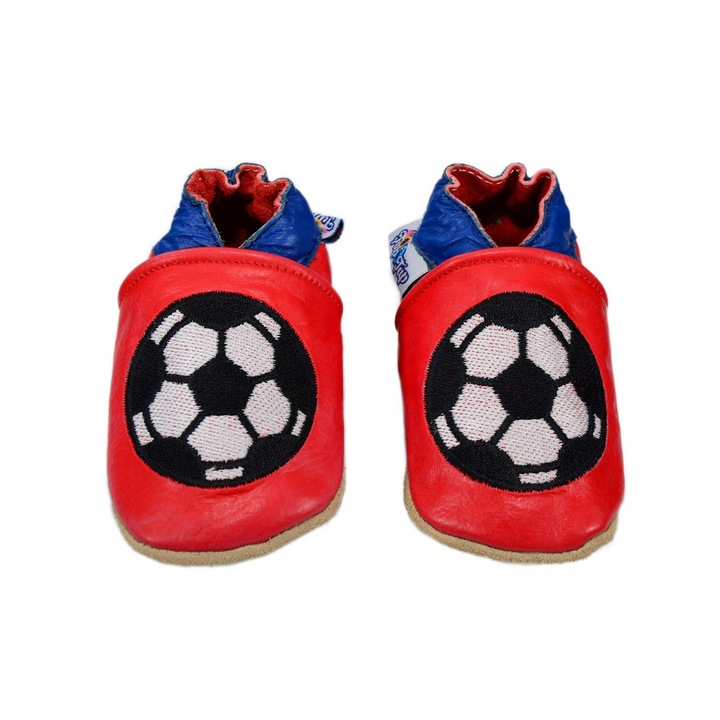 Botosei Tup-Tup Minge, Piele naturala, Rosu / Albastru