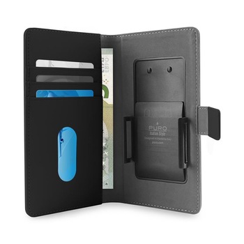 Husa de protectie flip universala Puro Smart Wallet, Dimensiune XL, Piele ecologica, Negru Husa de protectie flip universala Puro Smart Wallet, Dimensiune XL, Piele ecologica, Negru