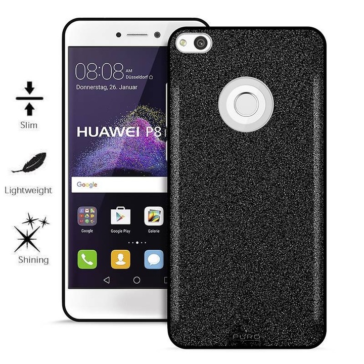 Carcasa Puro Glitter Shine pentru Huawei P8 Lite 2017/Honor 8 Lite/Nova Lite/GR3 2017, Negru