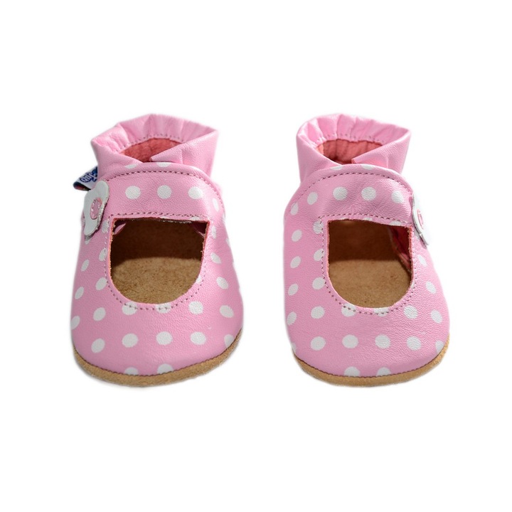 Botosei Tup-Tup Buline, Piele naturala, Roz / Alb, 11.3 cm