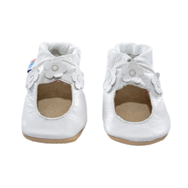 Botosei Tup-Tup Flori, Piele naturala, Alb