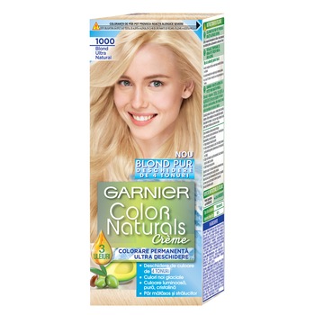 Vopsea de par permanenta cu amoniac Garnier Color Naturals 1000 Blond Ultra Natural, 110 ml Vopsea de par permanenta cu amoniac Garnier Color Naturals 1000 Blond Ultra Natural, 110 ml