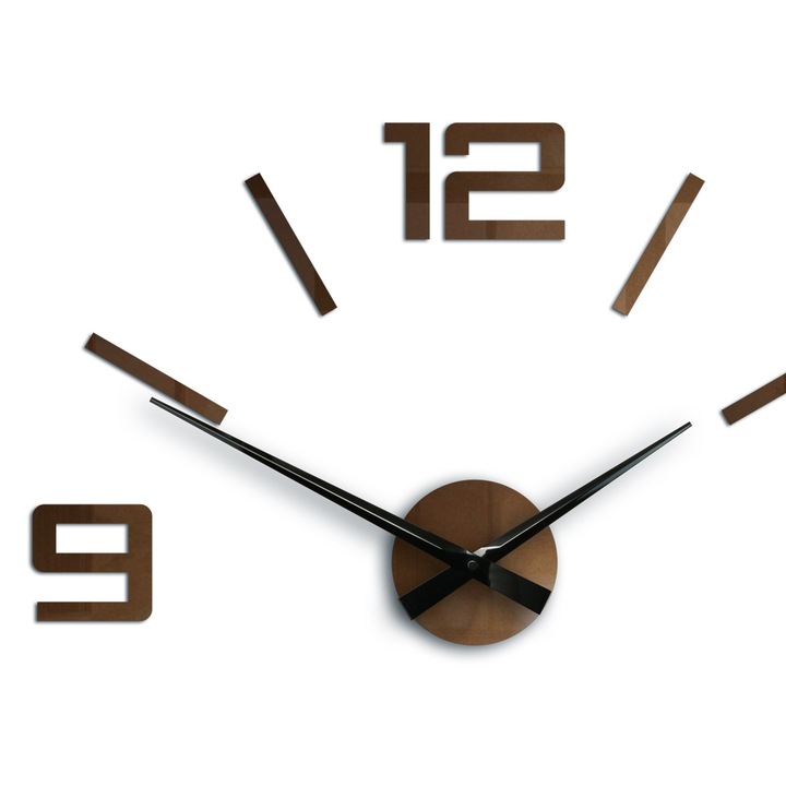 ModernClock falióra, ezüst, 60 cm, barna