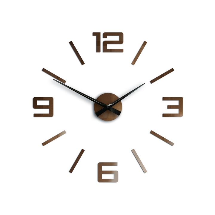 ModernClock falióra, ezüst, 60 cm, barna