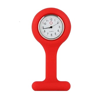 Ceas mini brosa din silicon pentru asistente medicale/ doctori, Rosu Ceas mini brosa din silicon pentru asistente medicale/ doctori, Rosu