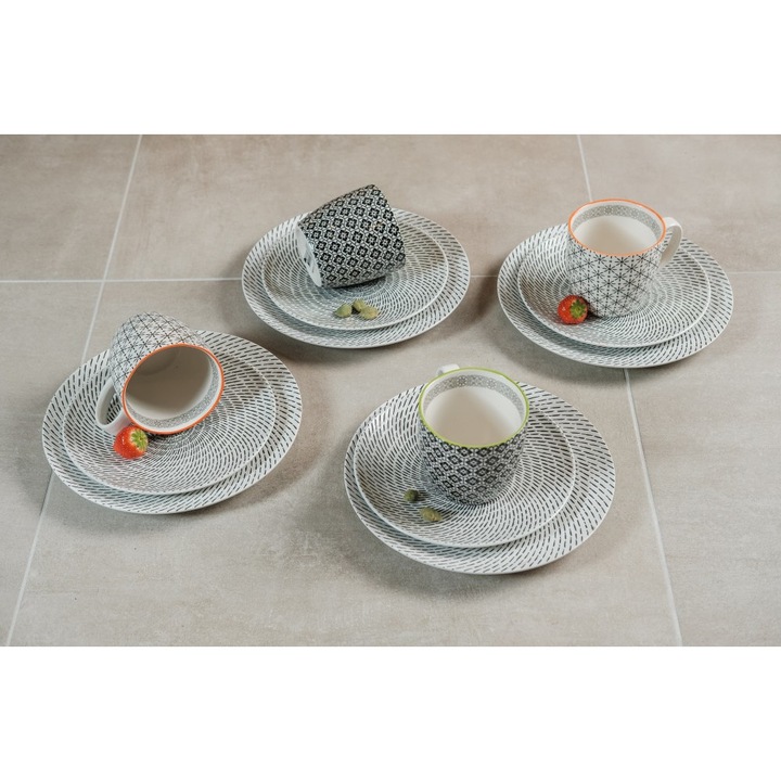 Serviciu de masa 12 piese, Nora's Design, Portelan, Multicolor