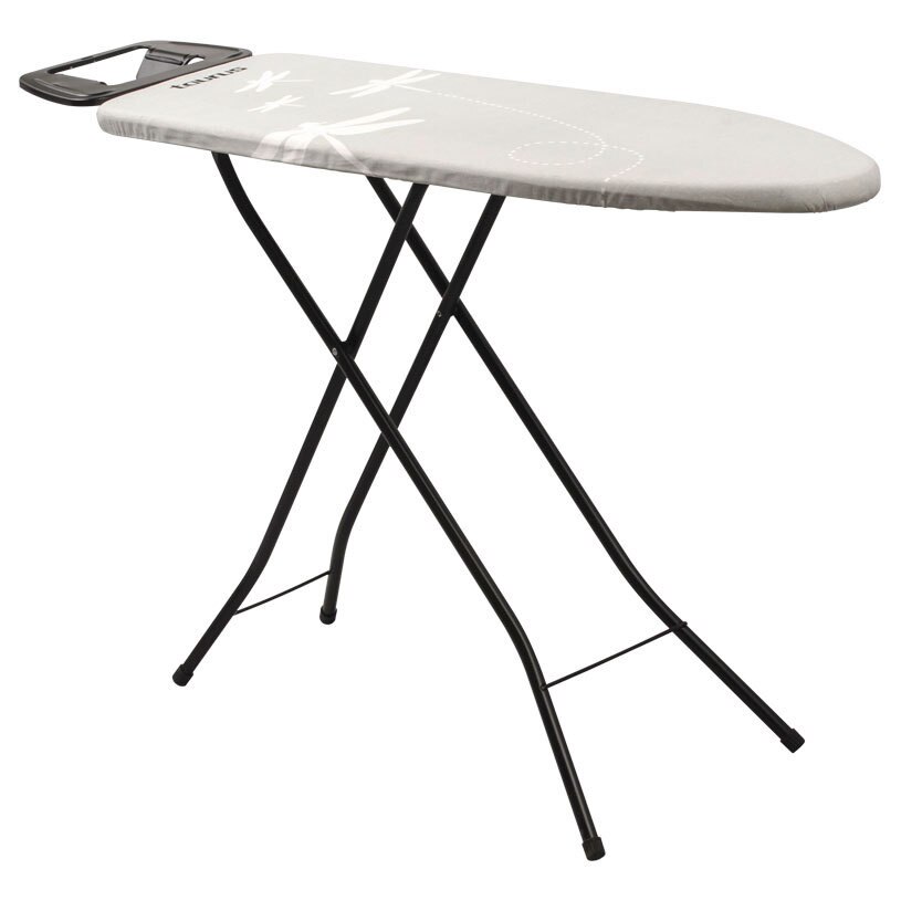 Masa de calcat Taurus Argenta Black, 110 × 32 cm, blat din plasa de otel, reglabila pe inaltime , husa bumbac, suporti antialunecare