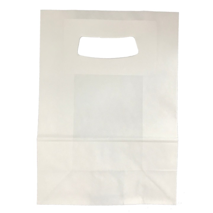 Punga cadou din hartie 18 x 9 x 25, alb, set 10 bucati