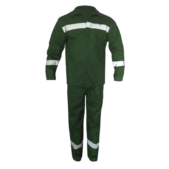 Salopeta de lucru Clasica G-Shine, Verde, cu banda reflectorizanta, marimea 60 (4XL)
