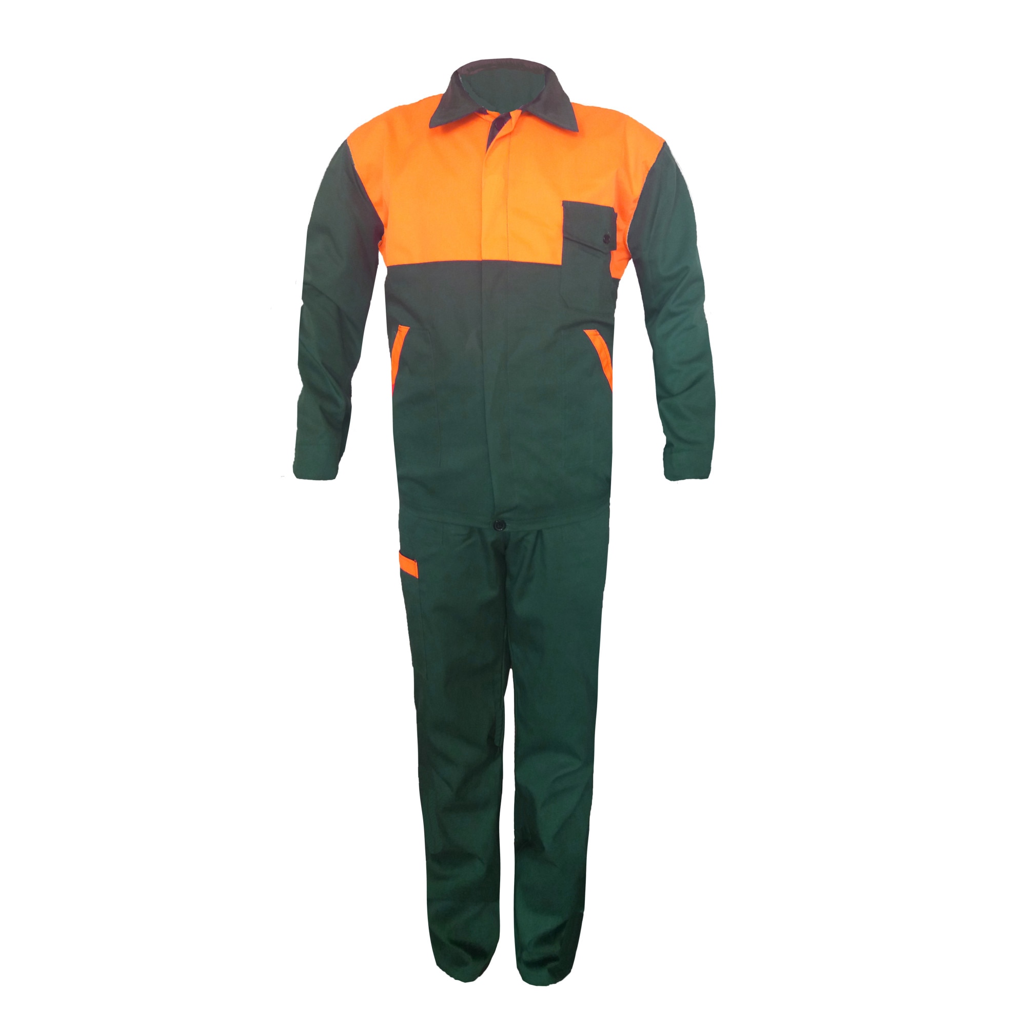 Jacheta si pantaloni cu pieptar de lucru Ranger, Verde/portocaliu, marimea 50 (L)