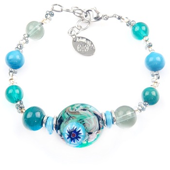 Bratara pentru femei, din sticla de Murano, Elena, verde Bratara pentru femei, din sticla de Murano, Elena, verde