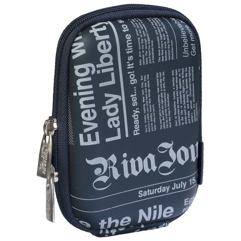 Husa foto RivaCase 7103 (PU), Dark Blue Newspaper