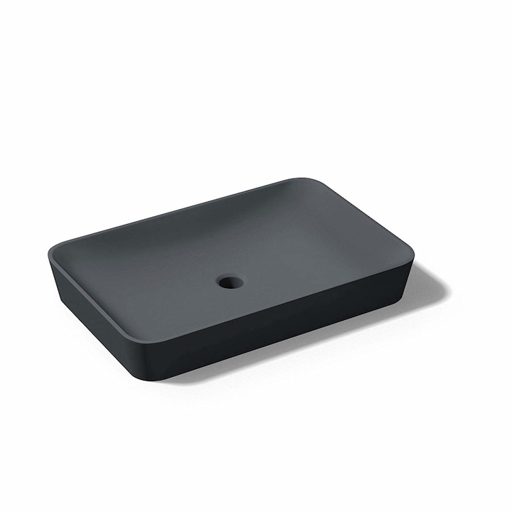 Lavoar EGO-815, compozit marmura, culoare Antracit Mat, montaj pe blat, 60x40 cm