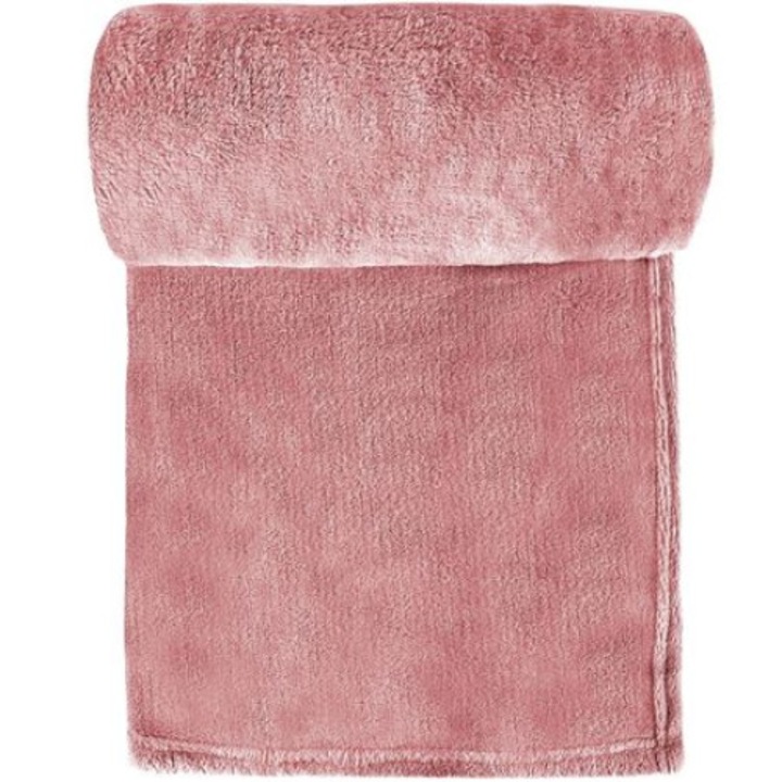 Поларено одеяло, прашно розово, 130x160 см